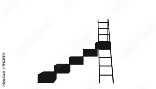 Staircase leading toward a ladder represents the journey of climbing toward future professional success.