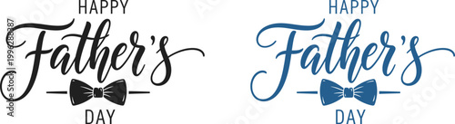 Happy father's day celebrating dad and papa with stylish bow tie calligraphy designs