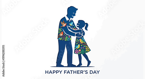 father and daughter silhouette with colorful floral patterns