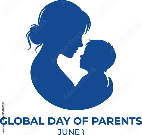 parent and child silhouette with global day of parents text