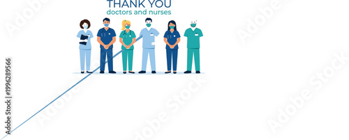 thank you doctors and nurses illustration with medical professionals