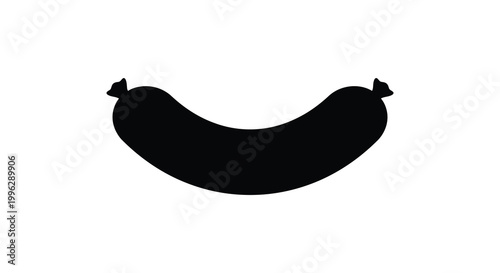 a simple black silhouette of a sausage on white background