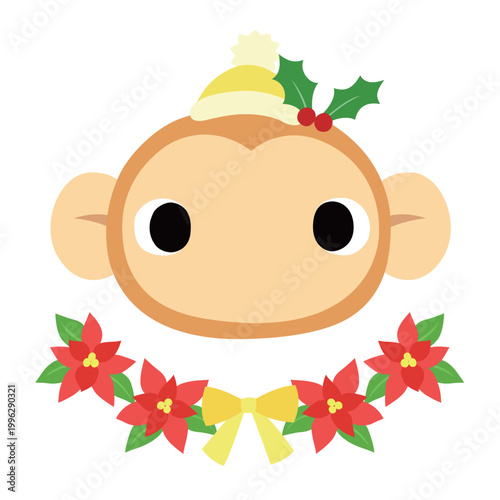 可愛いサルのマーク　冬のクリスマス