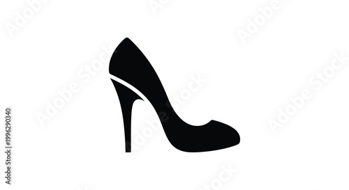 a black silhouette of a high heeled shoe on white background