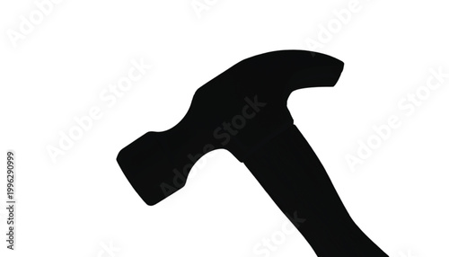 Hammer silhouette represents a powerful construction tool depicted in a solid black graphic flat style.