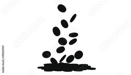 Coins falling into a large pile demonstrate the accumulation of wealth and financial success for business.