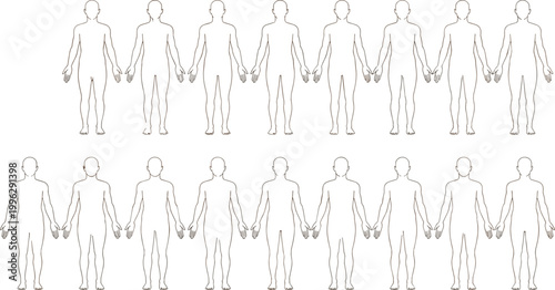 Collection of human silhouette pattern illustration people population repetition uniformity crowd design concept vector artwork graphic icon