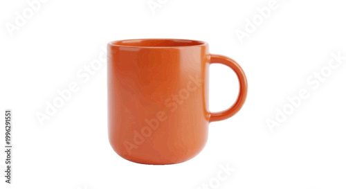 Vector illustration of orange ceramic mug with textured surface on a transparent background