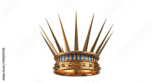 Vector illustration of golden crown with sharp spikes on a transparent background