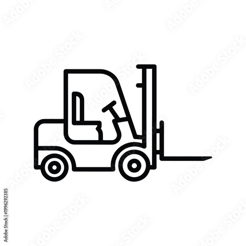 Forklift Minimalist Line Art Vector Icon Illustration