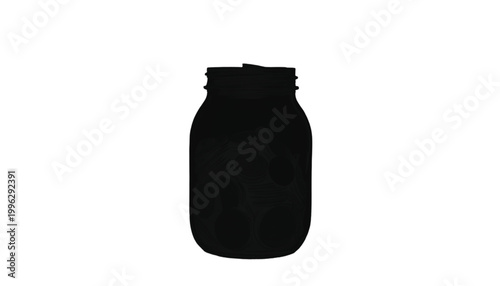 Mason jar appears as a simple black silhouette representing food preservation and rustic kitchen storage.