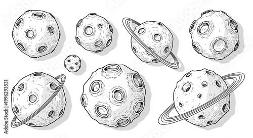 A minimalist vector illustration of planets in our solar system