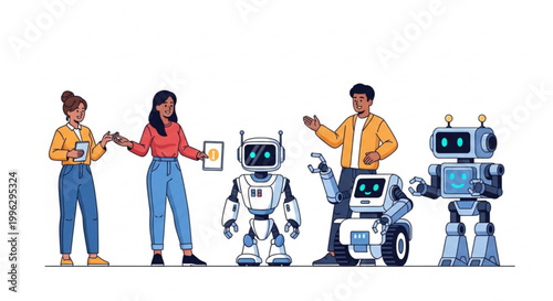 Team of professionals collaborating on a digital project, analyzing data, designing user interfaces, and developing web applications in a modern tech environment