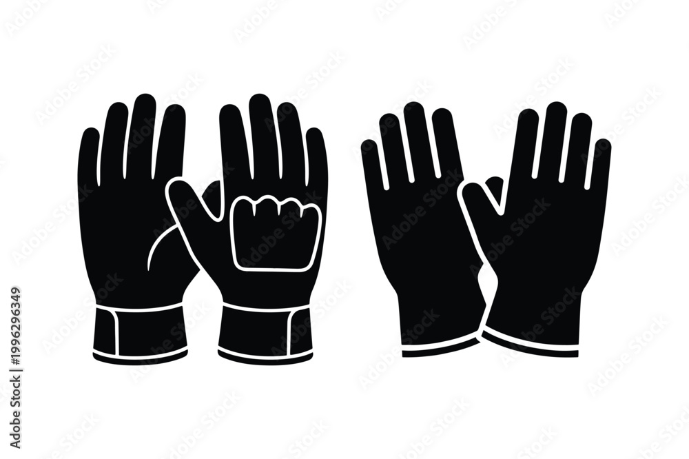 Fototapeta premium Protective Gloves Safety Equipment Silhouette Vector Graphic