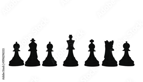 Chess pieces arranged in a strategic row demonstrate leadership and tactical planning during a game.