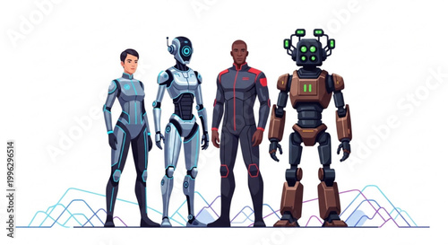 Futuristic robots and androids representing advancements in technology and artificial intelligence