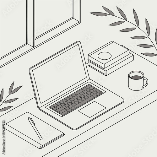A modern black laptop sits open next to a notebook and pen, representing a professional digital workspace for business communication and online technology tasks