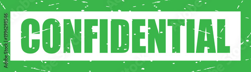 Green and white grunge textured confidential stamp label
