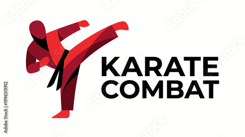 A striking logo featuring a karate practitioner in action, symbolizing strength and discipline, perfect for a martial arts or sports brand focused on combat training.