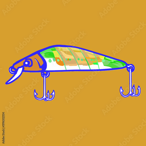 Handdrawn Minnow Fishing Lure Vector Illustration