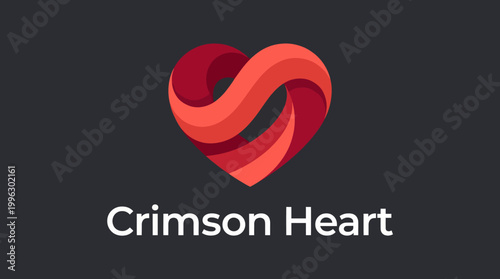 This creative heart logo embodies connection and emotion, showcasing smooth curves and vibrant colors that reflect passion, care, and human relationships in a modern artistic style.