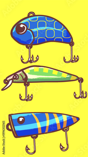 Handdrawn Minnow Fishing Lure Vector Illustration