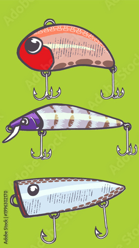 Handdrawn Minnow Fishing Lure Vector Illustration