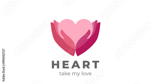 This captivating logo design features a heart held by two hands, symbolizing love, care, and compassion in a modern and artistic style that resonates with emotional connection.