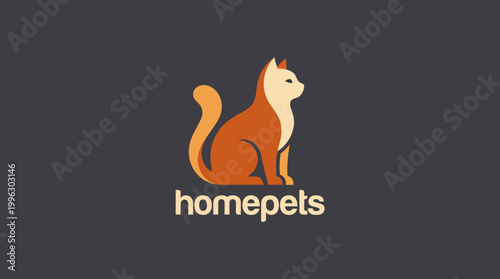 This sophisticated logo features a stylized cat, embodying elegance and charm, perfect for a home pets business focused on feline companions and pet care.