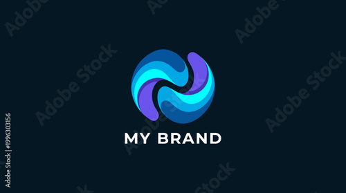Canvas Print An eye-catching logo featuring smooth abstract shapes in blue and purple, representing modern branding concepts and fluidity in design for various business concepts