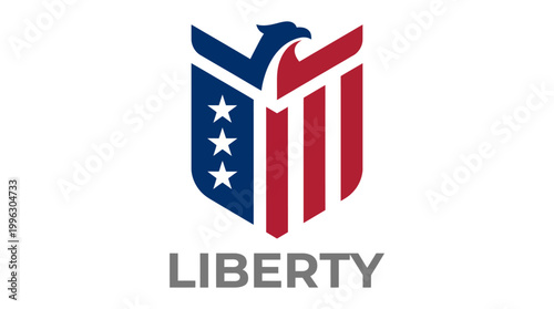 A striking logo design incorporating an eagle and stars, symbolizing liberty and patriotism, ideal for organizations promoting American values and national pride.