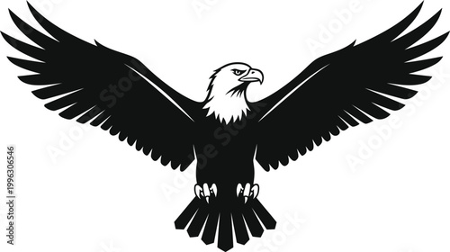 Majestic bald eagle in flight a striking black and white illustration of american symbolism