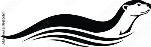 Elegant sea lion silhouette a minimalist black and white aquatic mammal illustration