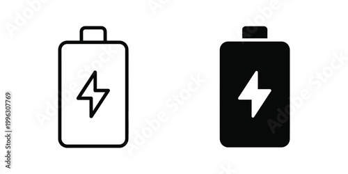 Comparison of a charged and discharging battery icon design