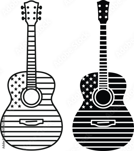 Patriotic Acoustic Guitar with American Flag