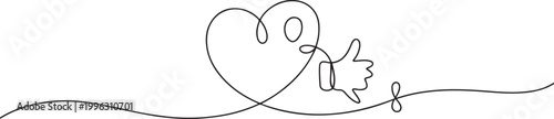 Continuous Line Drawing looking for information about Love. Social media concept. one line art icon drawing vector