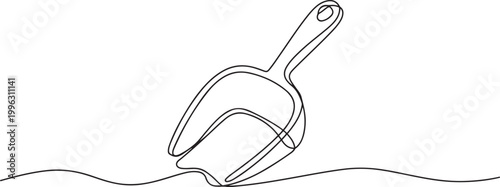 Continuous Line Drawing Sand Scoop Toy. Summer Beach Concept. one line art icon drawing vector