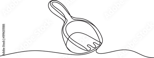 Continuous Line Drawing Sand Scoop Toy. Summer Beach Concept. one line art icon drawing vector