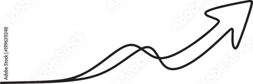 Continuous Line Pen Drawing Upward Arrow Business Growth Concept. one line art icon drawing vector