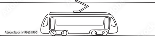 continuous drawing of a tram in one line. one line art icon drawing vector