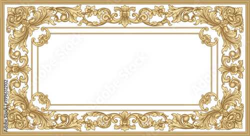Elegant ornamental frame illustration golden design with blank interior space