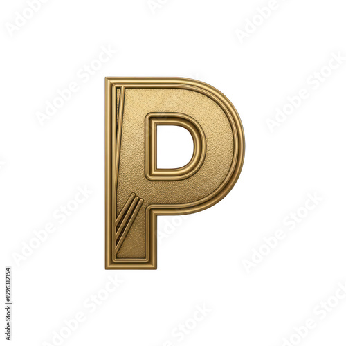 Intricate golden letter p with detailed patterns