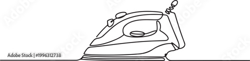 Continuous one line drawing of classic electric iron icon in silhouette on a white background. one line art icon drawing vector