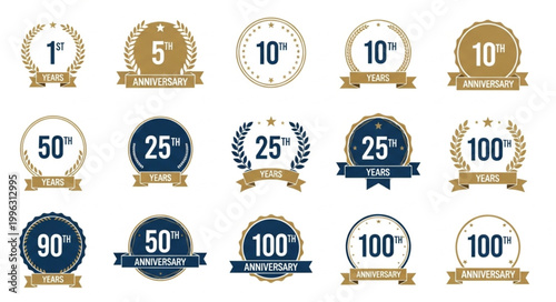 Golden and blue award badges.