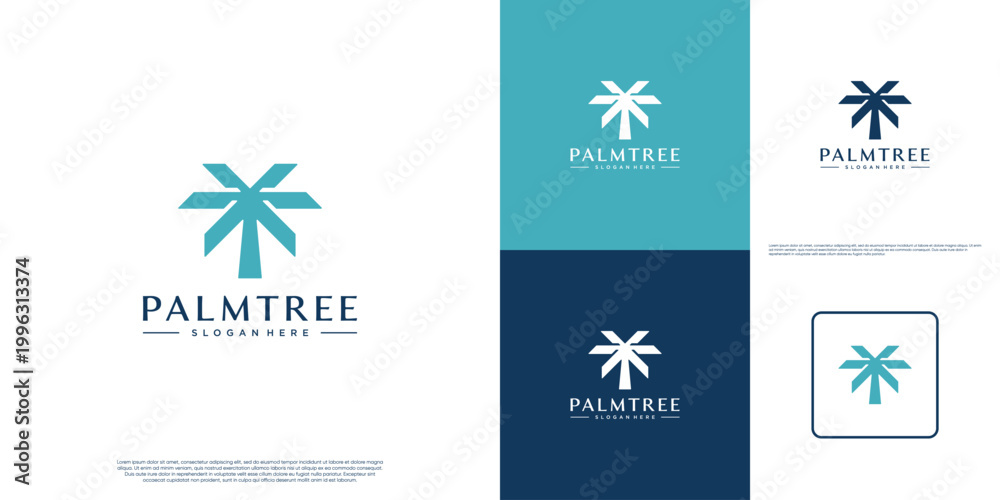 Obraz premium Nature logo featuring a palm tree, modern and minimalist style, vector graphic template.