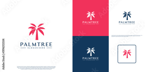 Modern-style palm tree logo, symbol of vacation, beauty, fashion, graphic design template.
