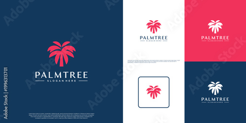 Abstract palm tree silhouette logo, natural beauty, relaxation, vector graphic inspiration.