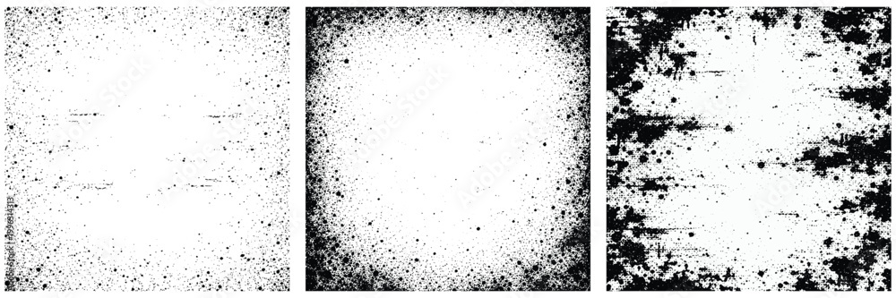 Obraz premium black and white grunge texture background with vintage dirty ink splatter frame design