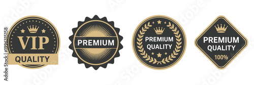 High Quality VIP Logo Icon Featuring Crown And Stars, 100 Percent Premium Quality Stamp For Certification And Branding, Luxury Badge Design With Elegant Details, Clean Vector Illustration Isolated On 