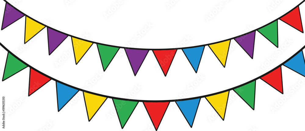 Fototapeta premium Festive flag day vector illustration colorful pennant bunting for patriotic celebrations and american independence day designs
